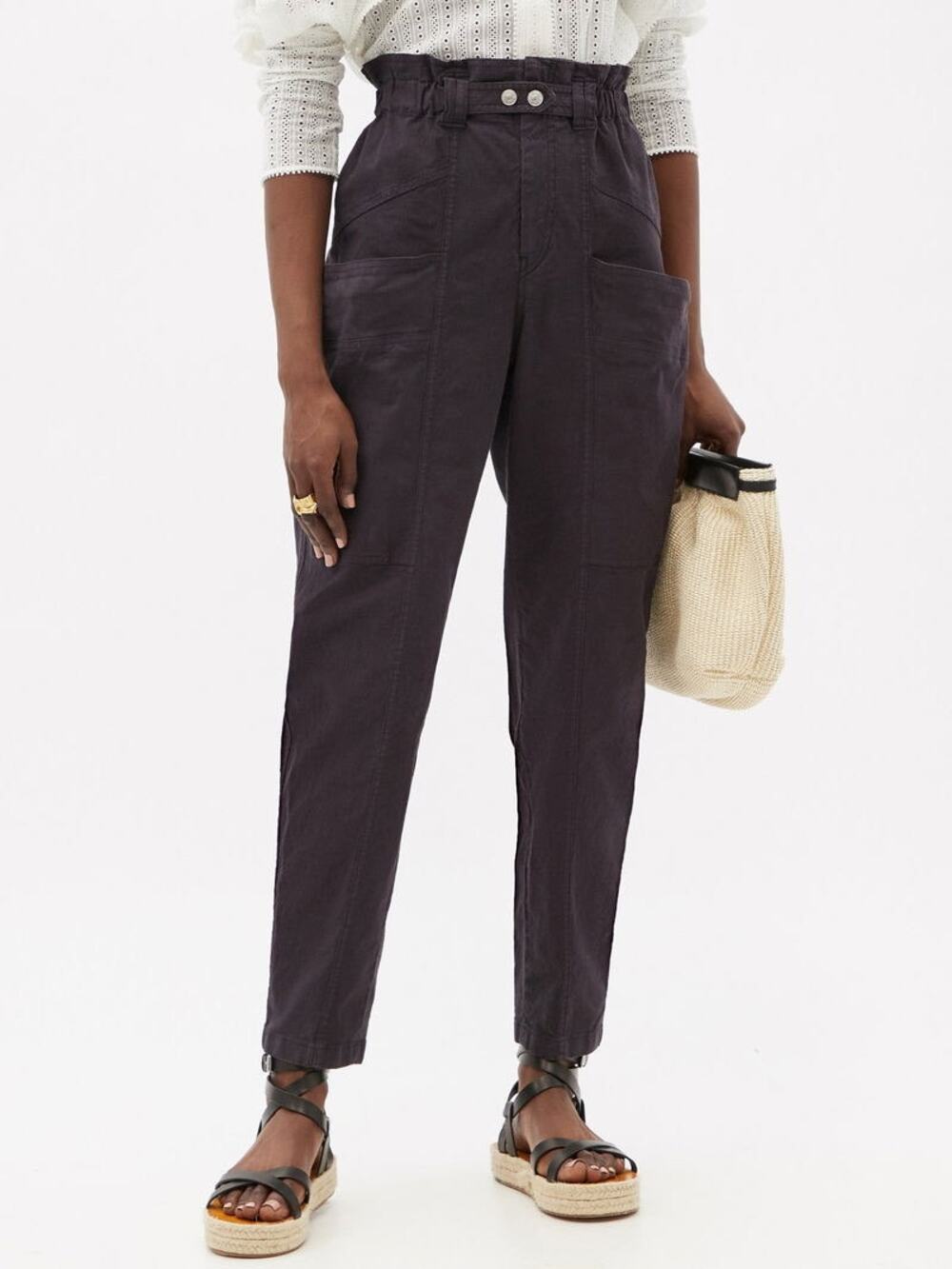 Isabel marant pants Enucie Paperbag-Waist Ripstop Trousers size eu 38 us 6 cargo